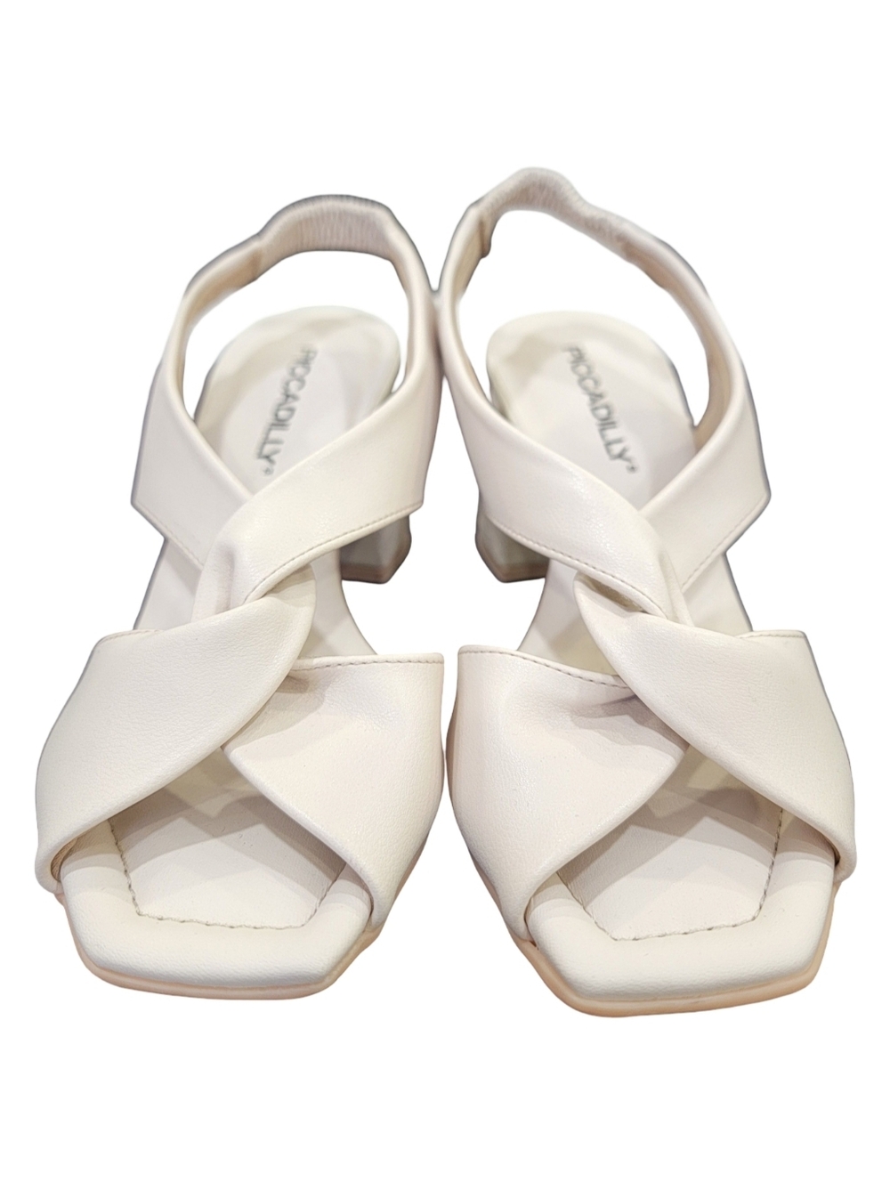 Piccadilly Off-White High Heeled Sandals Chunky Heel Cream Women's Size 4 - Picture 7 of 17